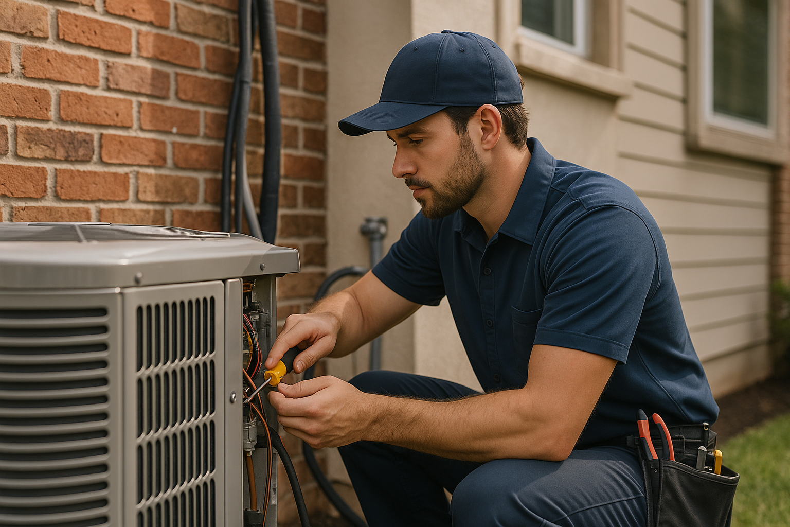 Editorial illustration depicting ac service katy tx